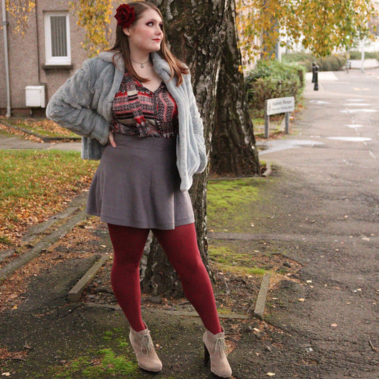 80 Den Tights - Opaque Burgundy